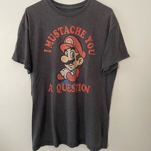 Nintendo Charcoal Graphic Tee with Mario Design